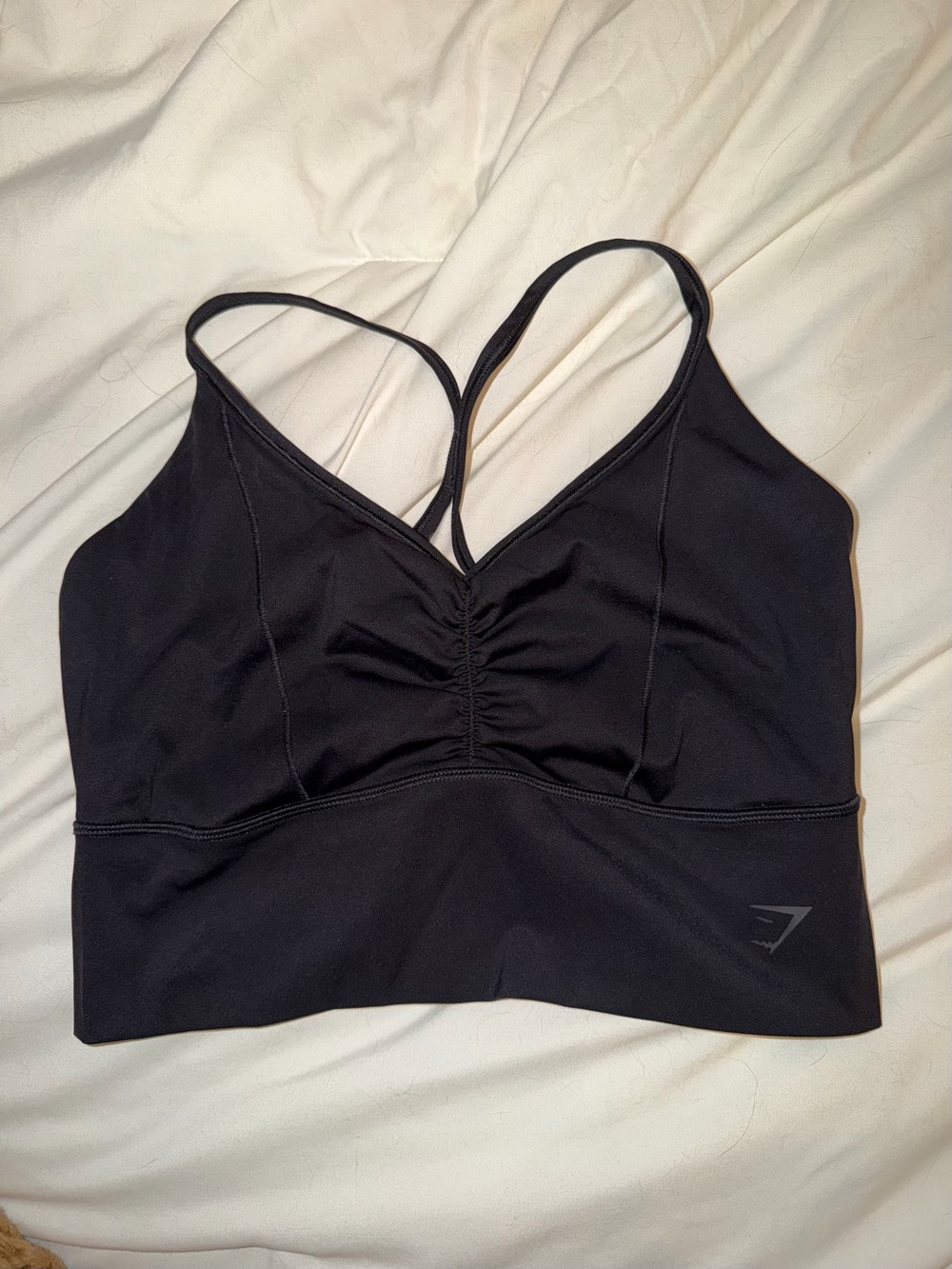 Gymshark Black Double-Strap Ruched Sports Bra